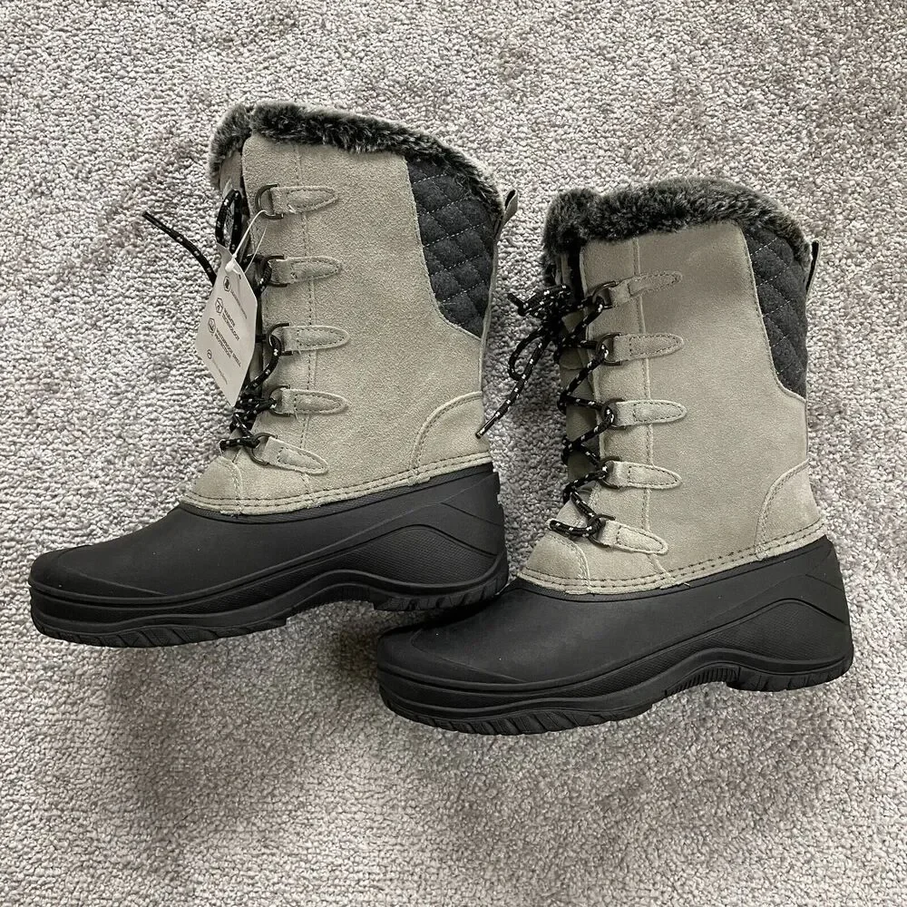 Magellan Outdoors Womens Suede Pac Outdoor Boots Size 6 B Gray Black New NWT